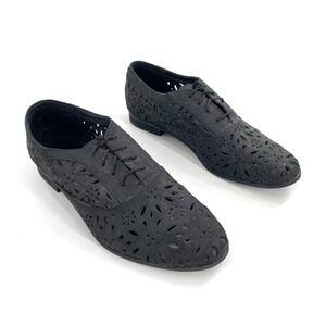 Denim & Supply Ralph Lauren Womens Sz‎ 6.5 Black Floral Laser Cut Oxford Shoes